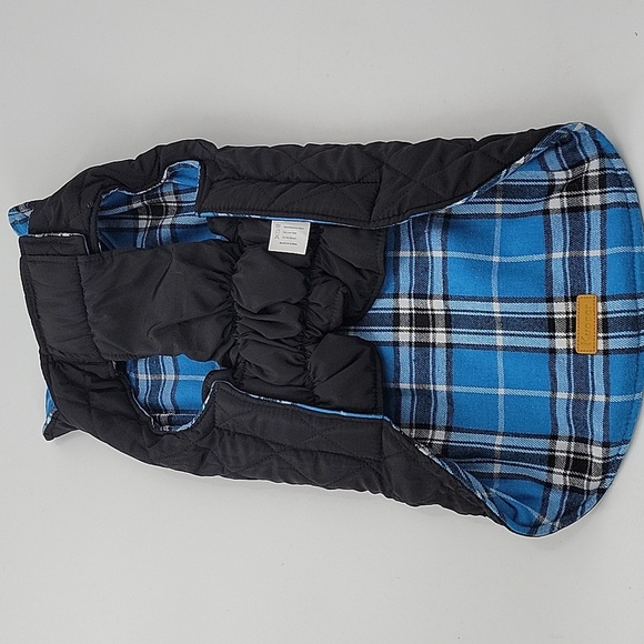 Reversible Black and Blue Plaid Dog Coat NWT - Picture 15 of 16